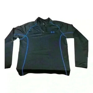 Under Armour Men’s Heatgear Longsleeve Performance Half Zip Shirt, Large Blue